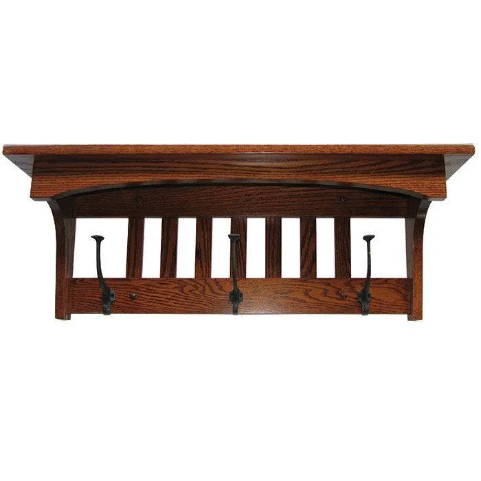 Amish Mission Captain Shelf with Hooks