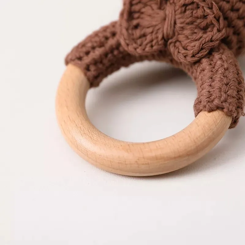 BEAR HANDMADE CROCHET WOOD NEWBORN TEETHER
