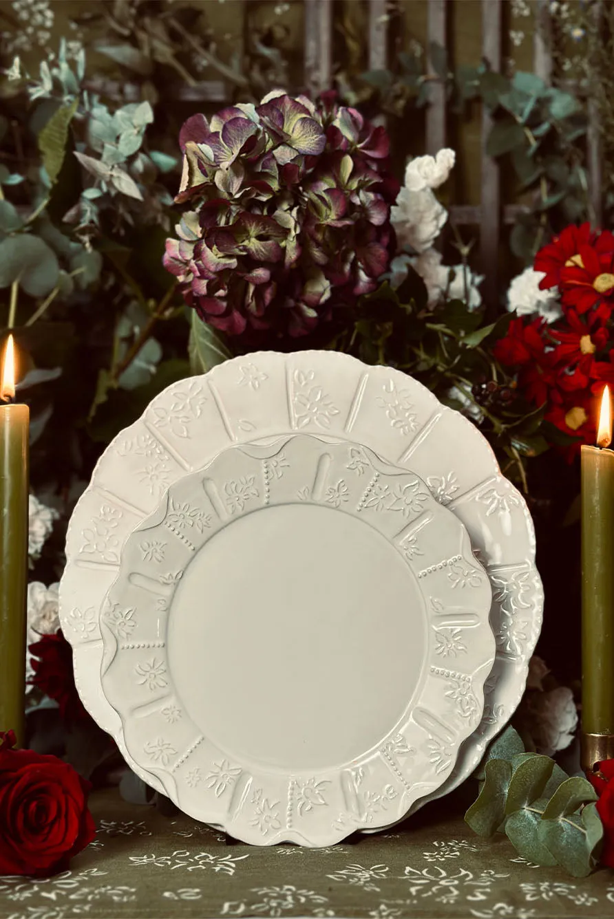 Bernadette's Falling Flower White Dinner Plate, 30cm