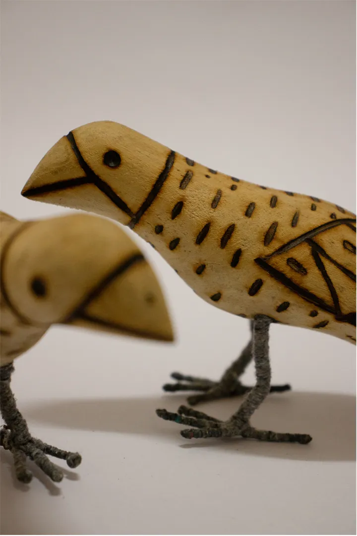 Chakor Wooden Birds Set Of 2 Multi
