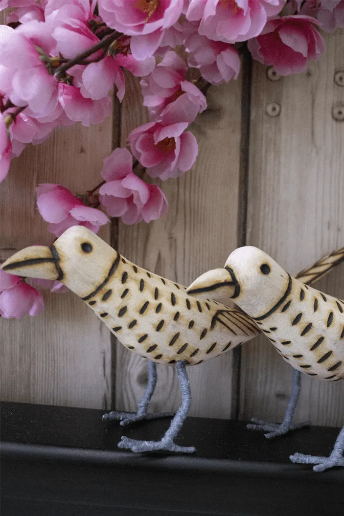 Chirayya Handmade Wooden Birds Set Of 2 Multi