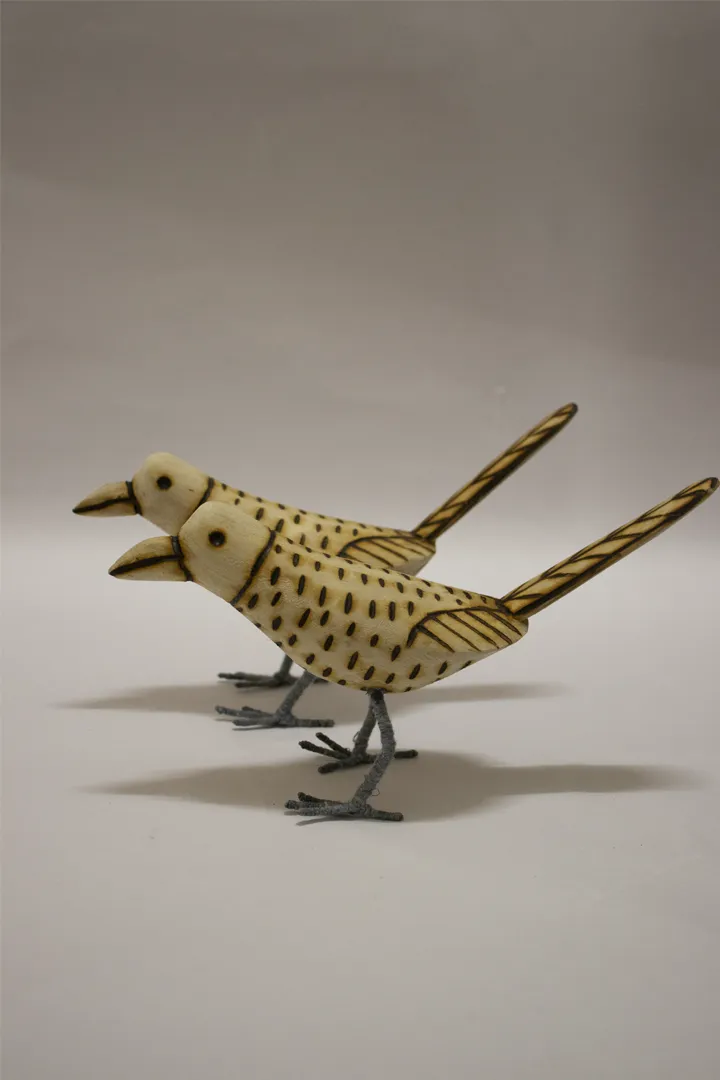 Chirayya Handmade Wooden Birds Set Of 2 Multi