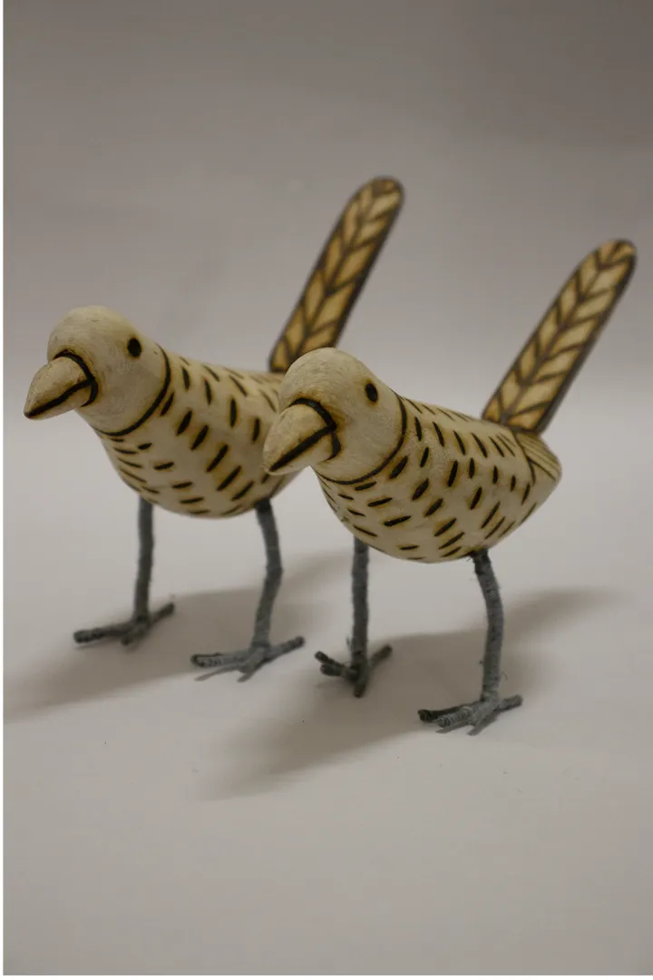 Chirayya Handmade Wooden Birds Set Of 2 Multi
