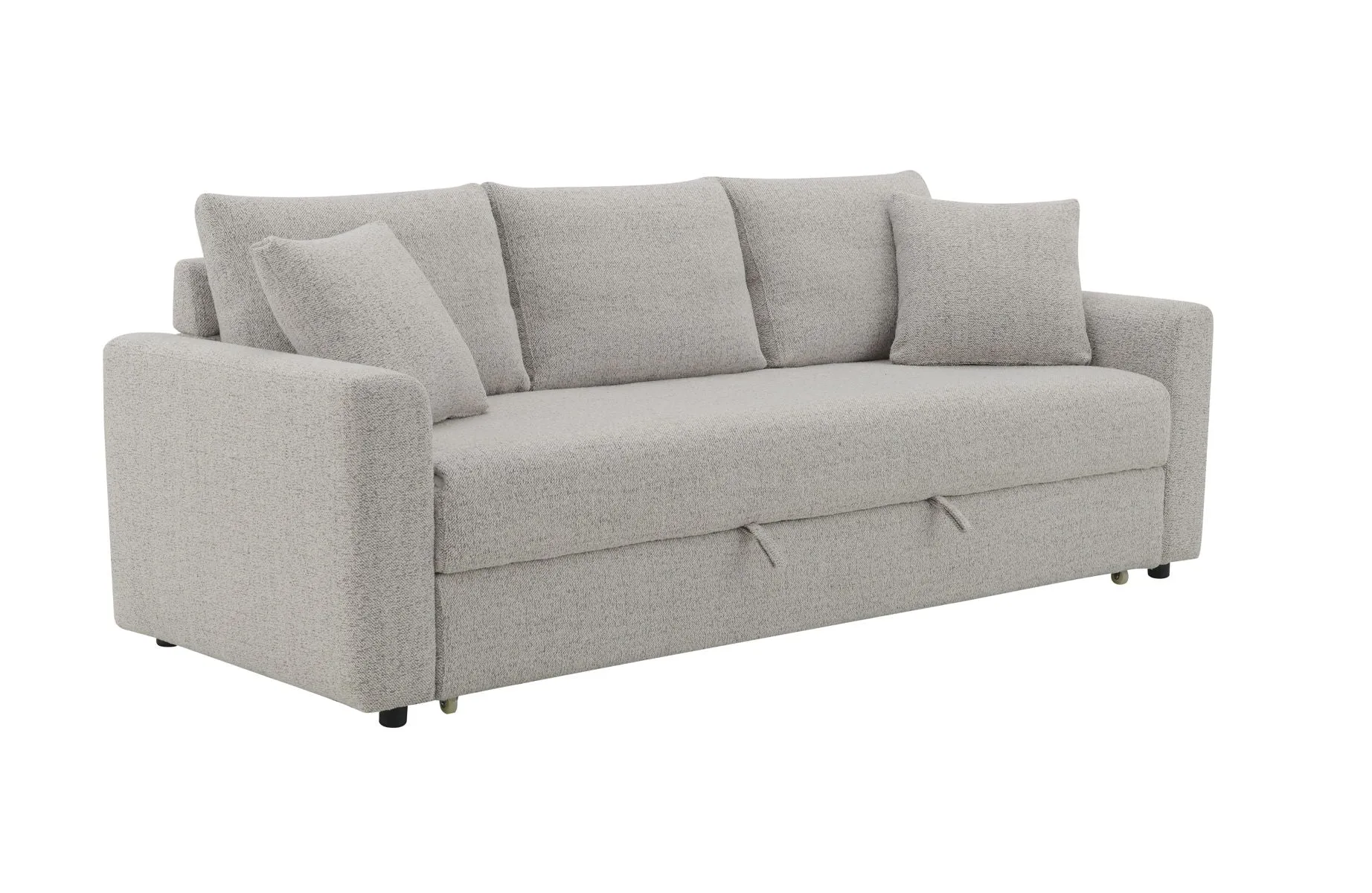 Connie - Boucle Sleeper Sectional Sofa With 2 Toss Pillows - Beige by Couch.com