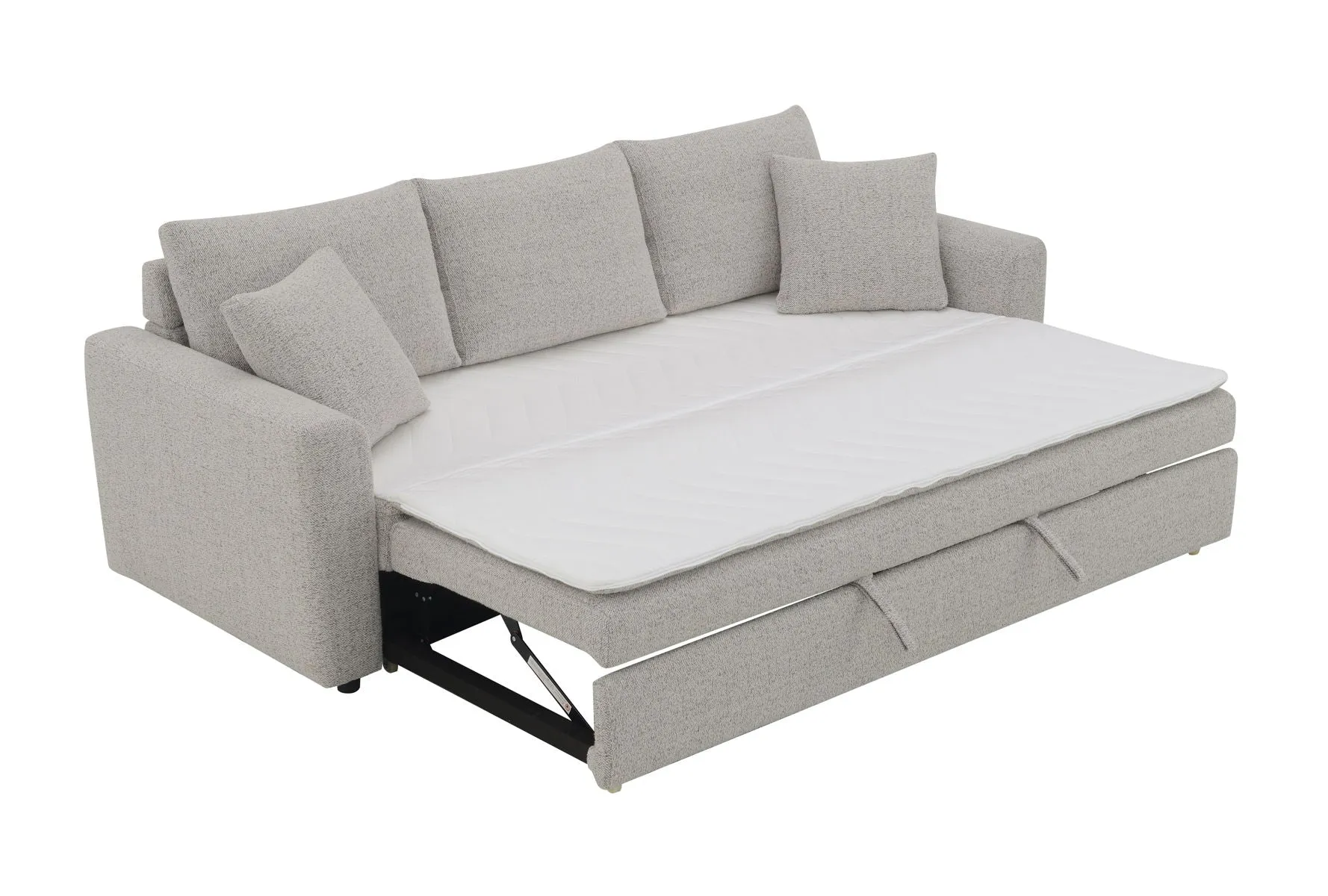 Connie - Boucle Sleeper Sectional Sofa With 2 Toss Pillows - Beige by Couch.com