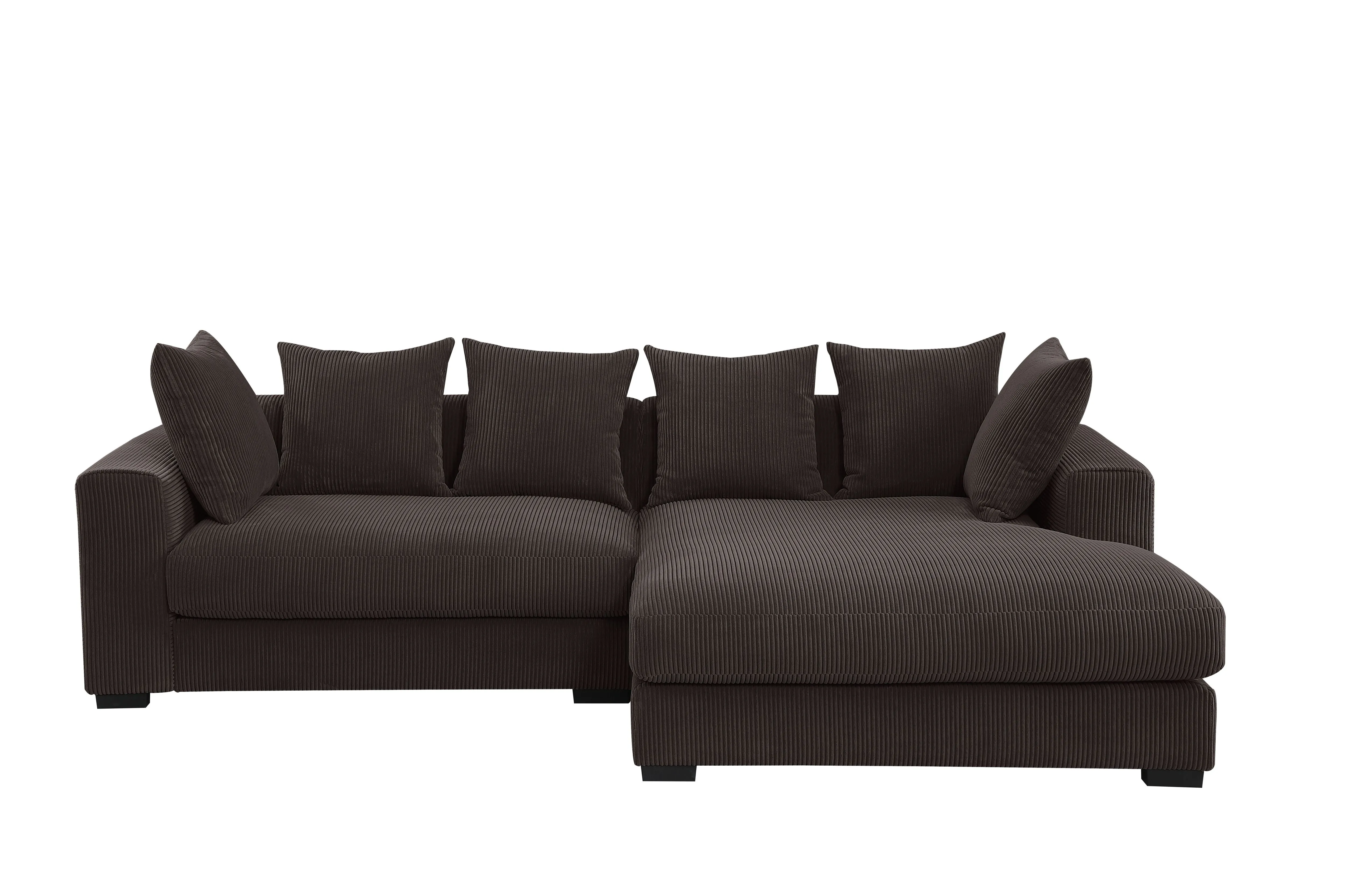 Couch.com Naomi 3 Piece Upholstered Sectional Dark Brown, Durable Design, Fabric Construction, Dark Brown Finish by Couch.com