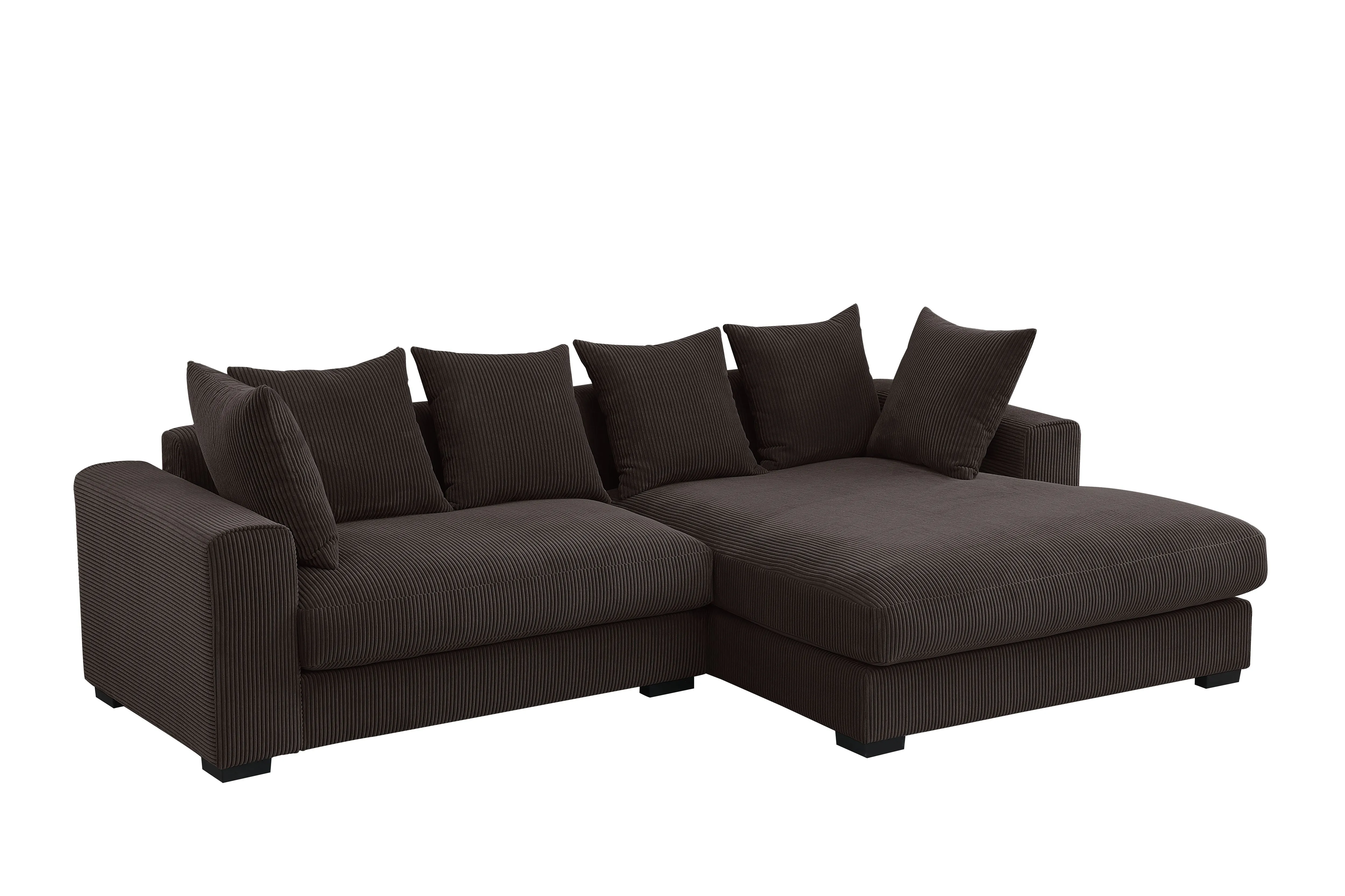 Couch.com Naomi 3 Piece Upholstered Sectional Dark Brown, Durable Design, Fabric Construction, Dark Brown Finish by Couch.com
