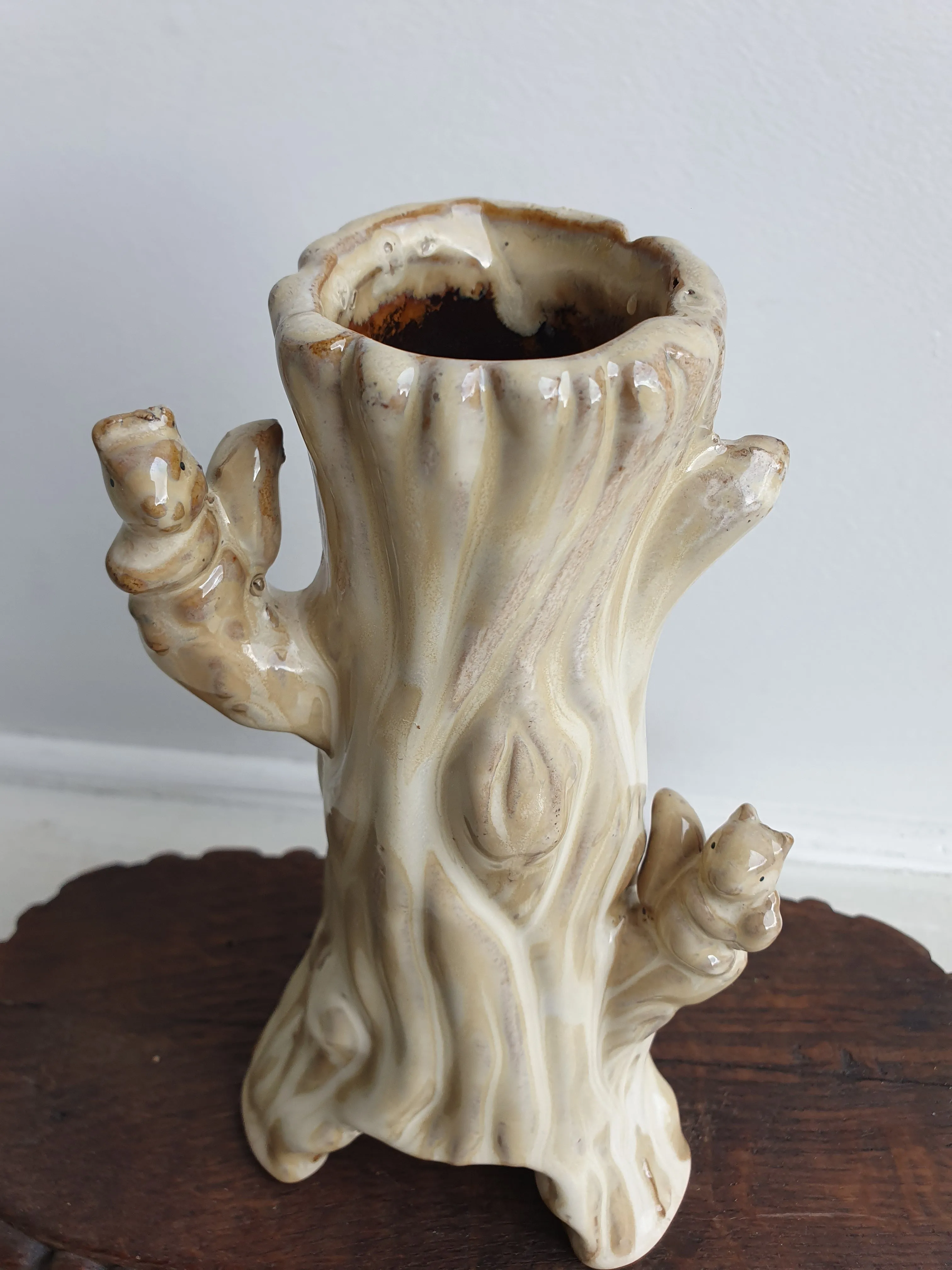 European Hand Painted 'Woodland Squirrel' Ceramic Vase