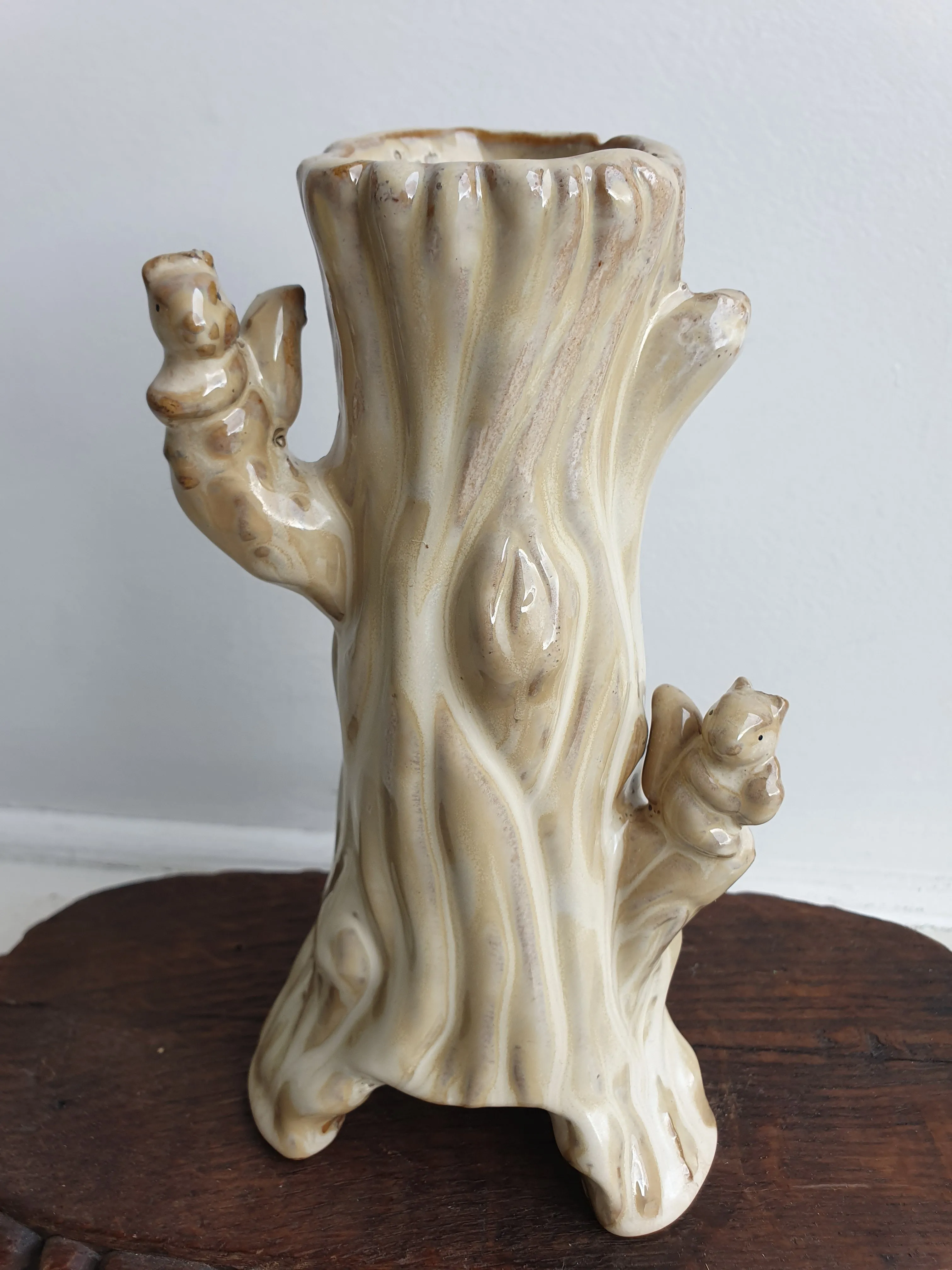 European Hand Painted 'Woodland Squirrel' Ceramic Vase