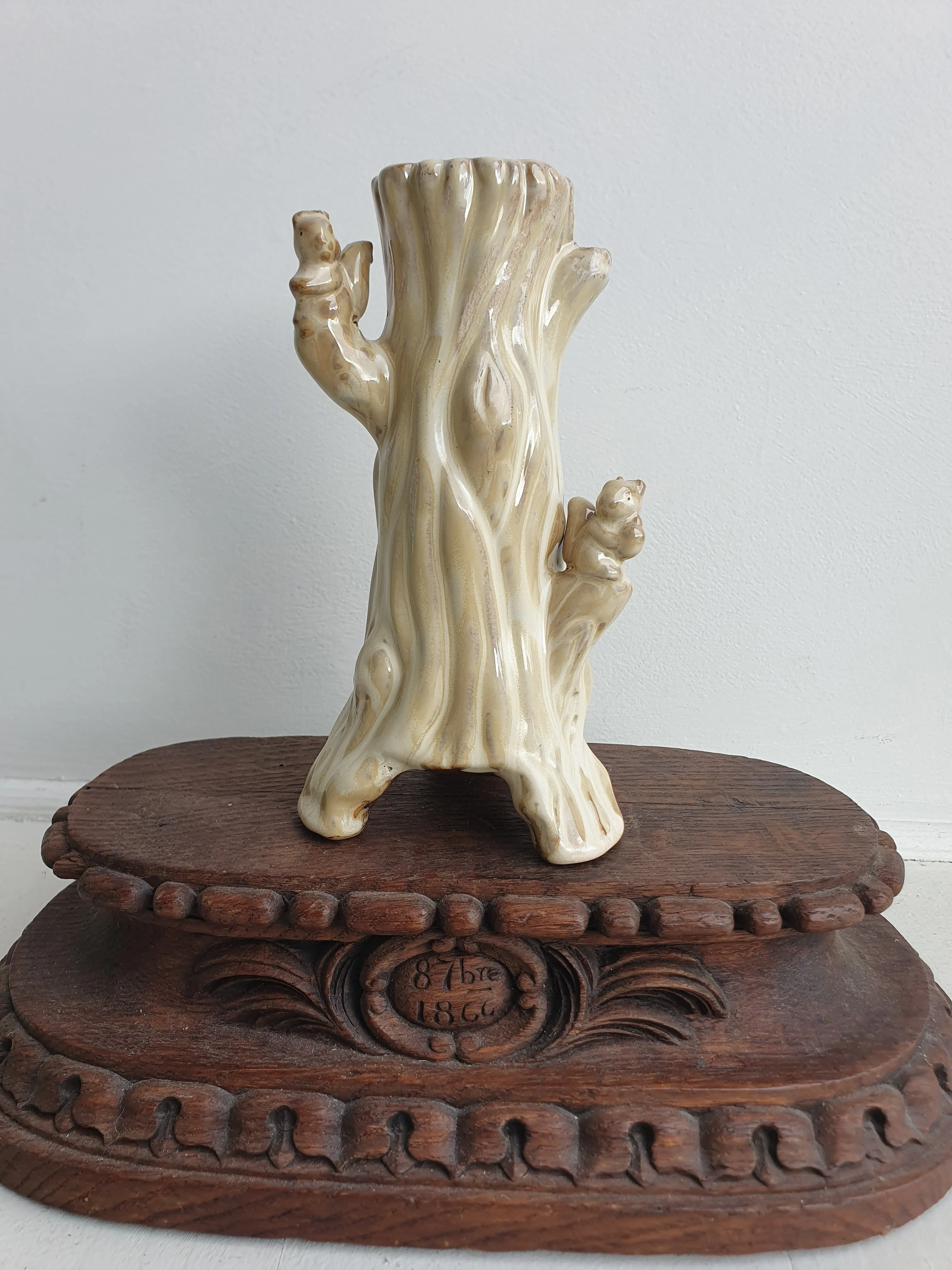 European Hand Painted 'Woodland Squirrel' Ceramic Vase