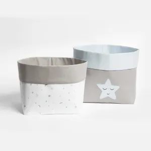 Fabric Storage Baskets <br> Blue Star, Set of 2<br><span style="font-size: 10px;">Can be Personalised</span>