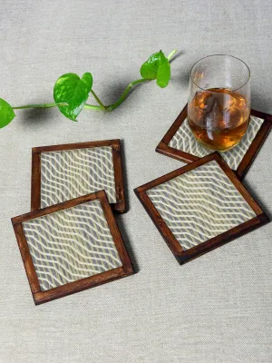 Floral Harmony Cotton Coasters Blue