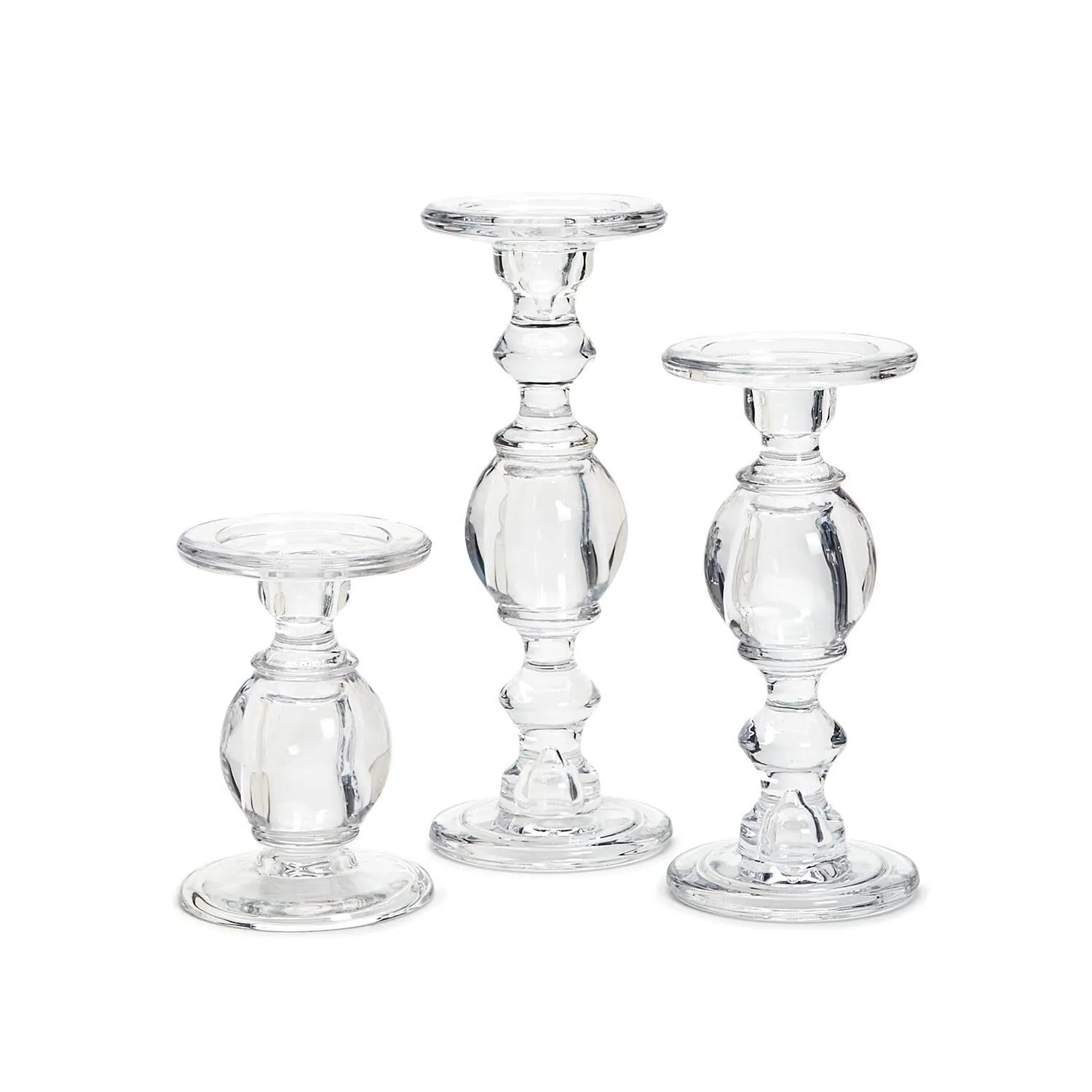 High-Glass Pedestal Candleholders