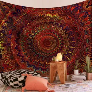 Indian Mandala Tapestry Red Infinity Psychedelic Wall Hanging Boho Decor