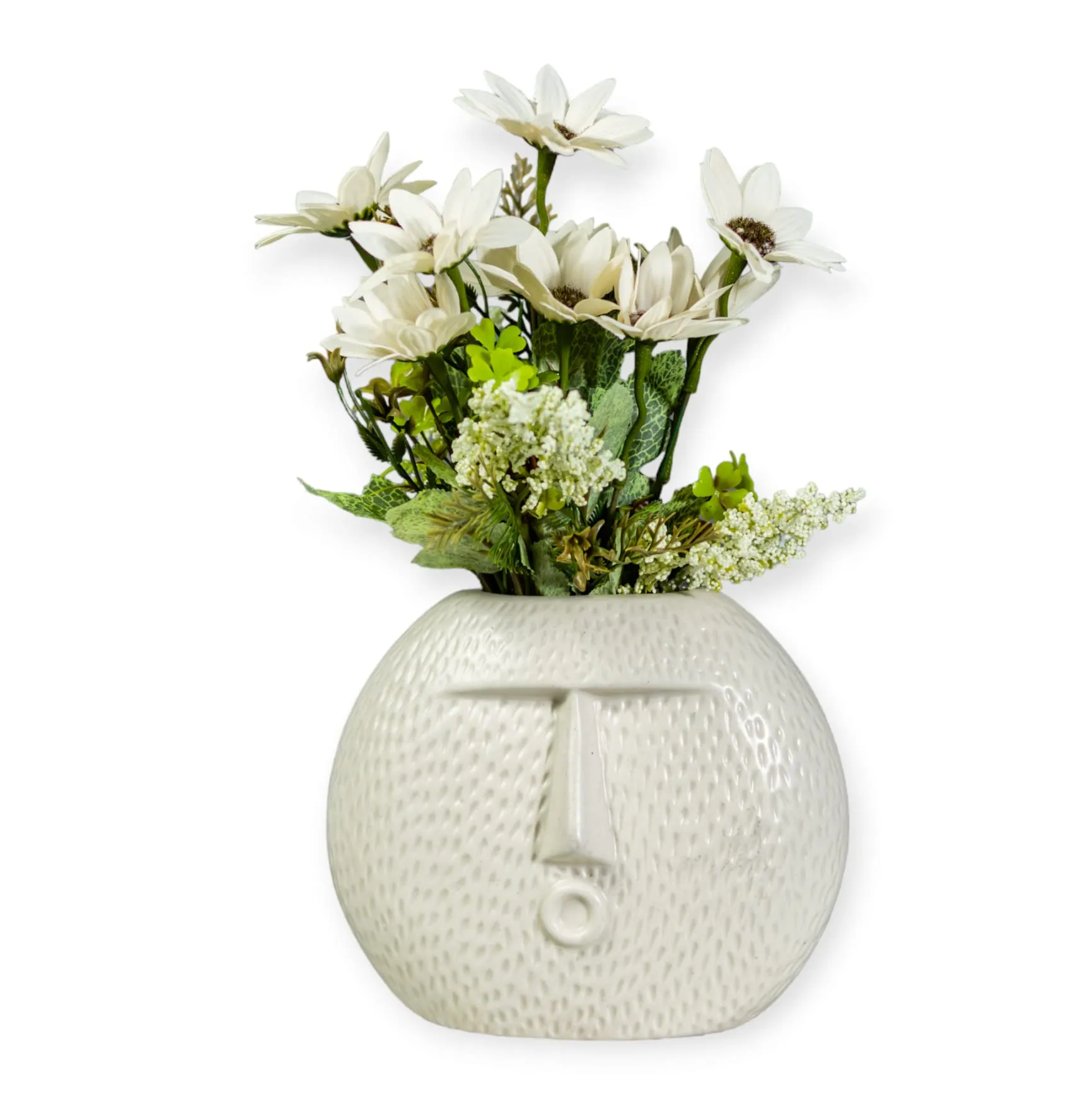 Kaolinite Artisan Handcrafted Ceramic Face Vase | Set of 2 | Premium Flower Pots for Home Decor & office | 7 Inches