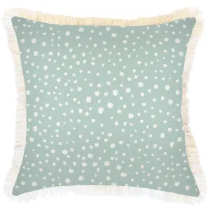Lunar Pale Mint Spot-Coastal Fringe-Cushion Cover-45cm X 45cm