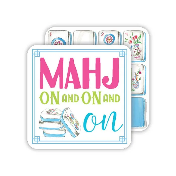 Mahjong Tiles Mahj on and on and on Square Coaster