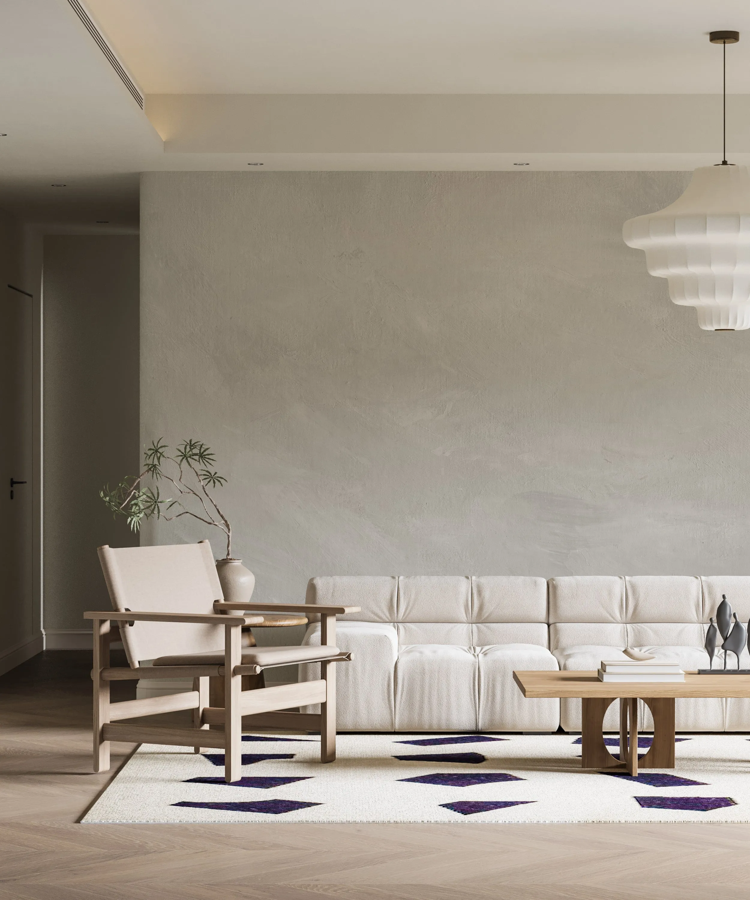 Modern Limewash Wallpaper – Soft Faux Plaster Wall Mural