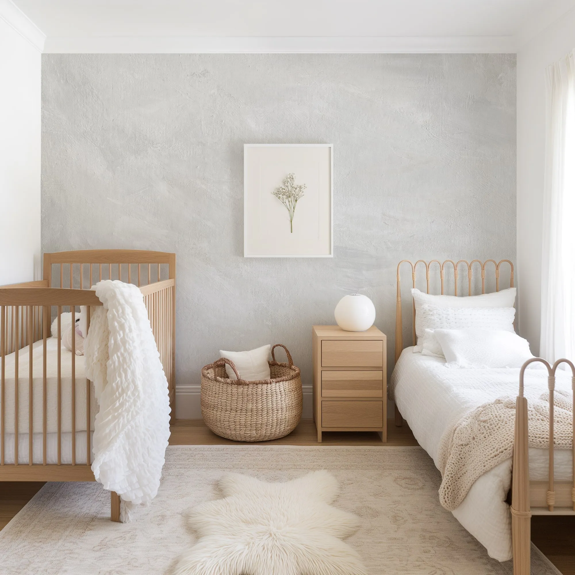 Modern Limewash Wallpaper – Soft Faux Plaster Wall Mural