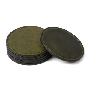 Moore & Giles Leather Coaster Set - Titan Milled Olive