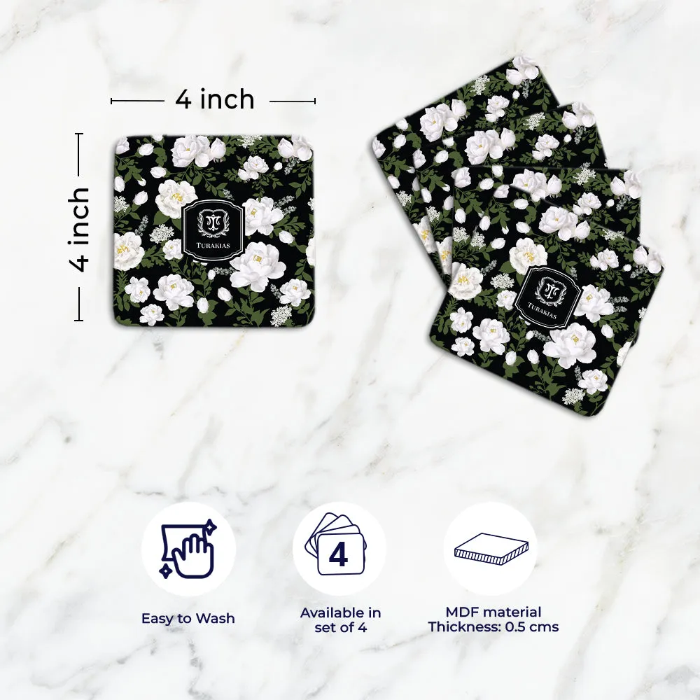 Peonies Tableware Set (4 Placemats & 4 Casters)