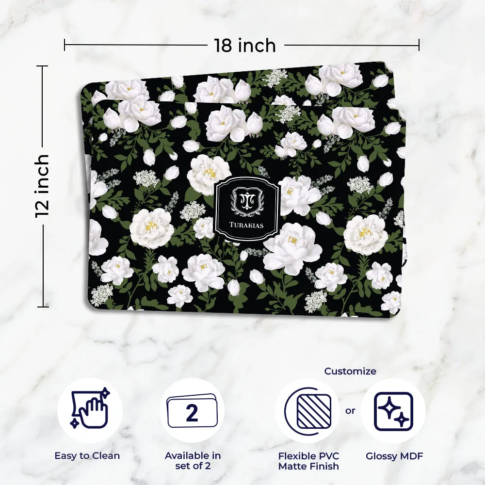Peonies Tableware Set (4 Placemats & 4 Casters)