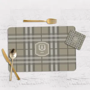 Plaid Tableware Set (4 Placemats & 4 Casters)