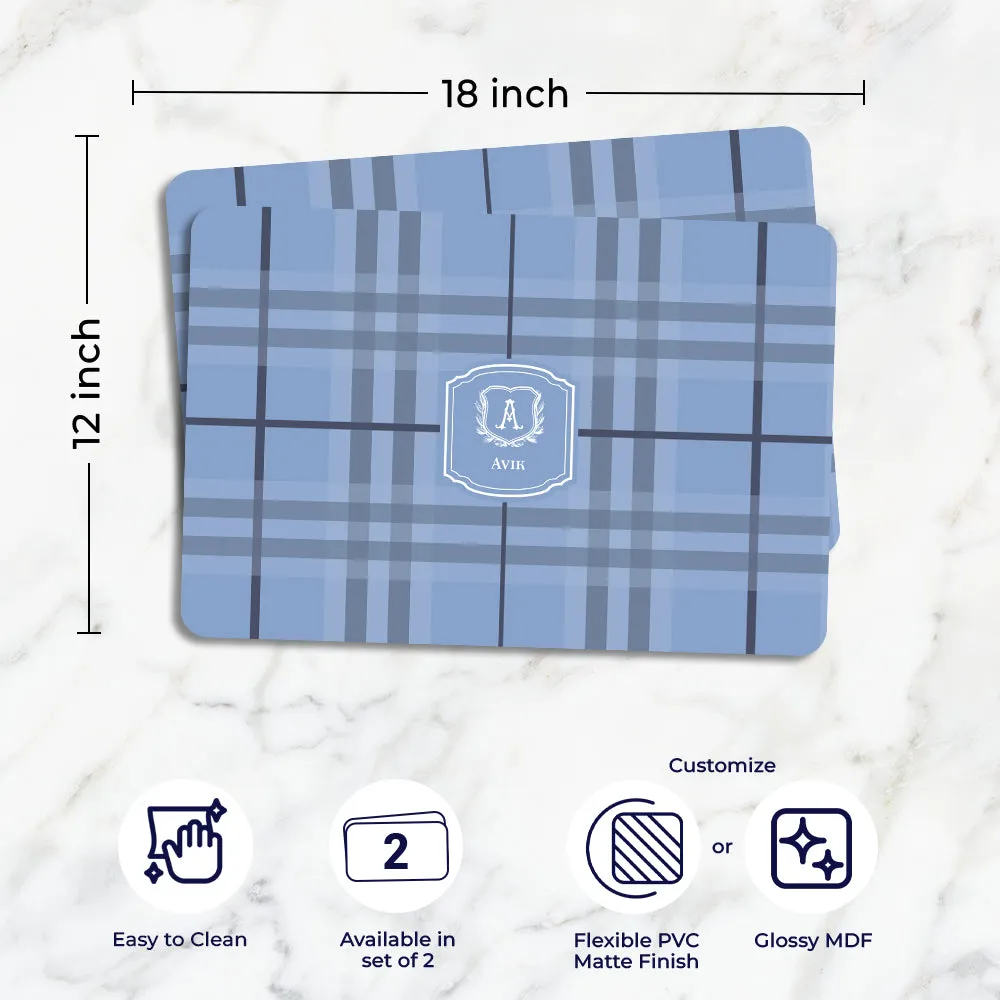 Plaid Tableware Set (4 Placemats & 4 Casters)