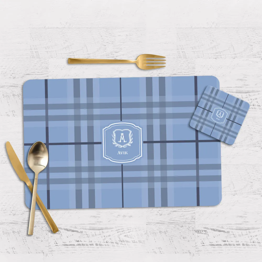 Plaid Tableware Set (4 Placemats & 4 Casters)