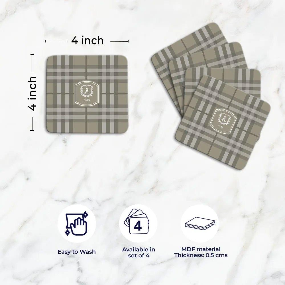 Plaid Tableware Set (4 Placemats & 4 Casters)