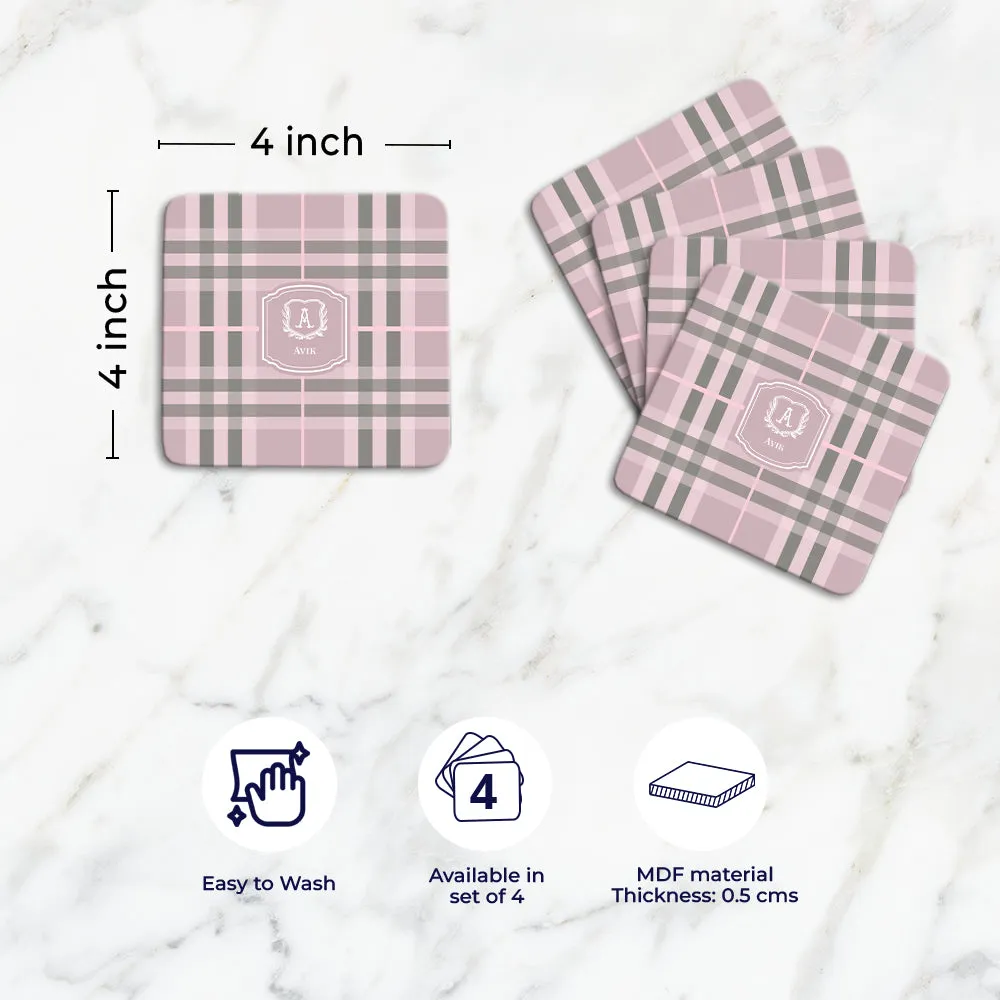 Plaid Tableware Set (4 Placemats & 4 Casters)