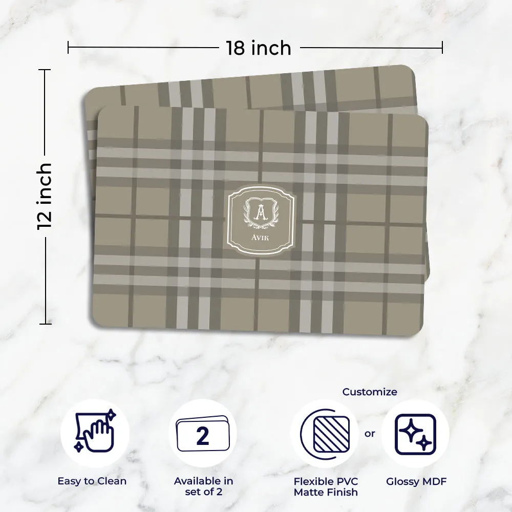 Plaid Tableware Set (4 Placemats & 4 Casters)