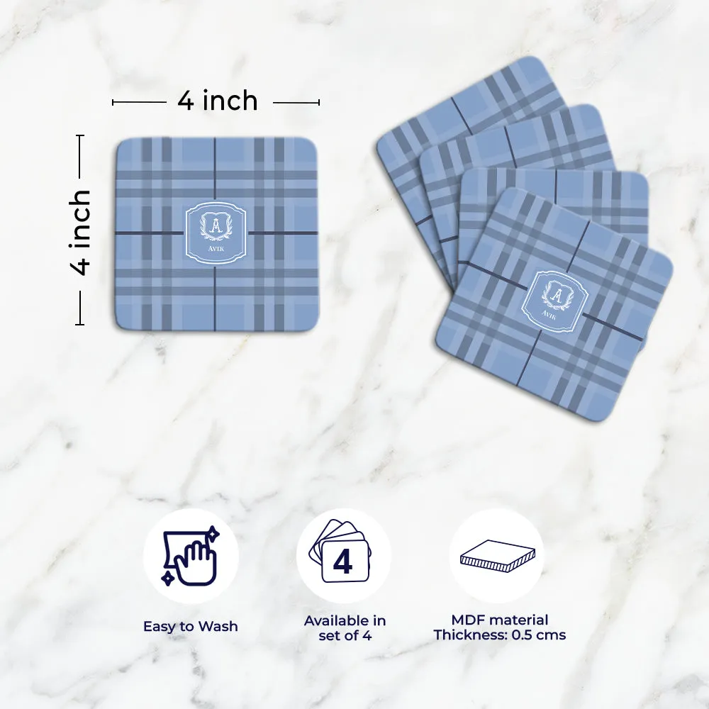 Plaid Tableware Set (4 Placemats & 4 Casters)