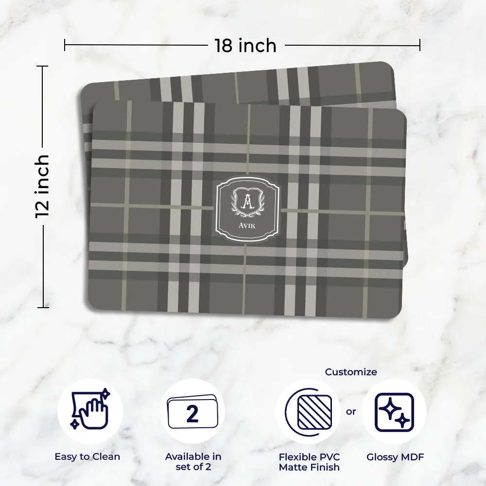 Plaid Tableware Set (4 Placemats & 4 Casters)