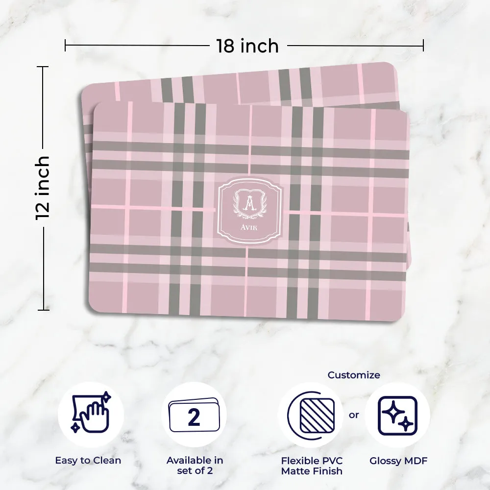 Plaid Tableware Set (4 Placemats & 4 Casters)