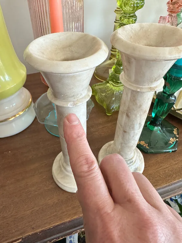 Vintage Alabaster Candle holders - Pair