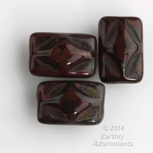 Vintage pressed glass mahogany luster rectangles. 12x8x7mm. Pkg of 12, b11-br-0809
