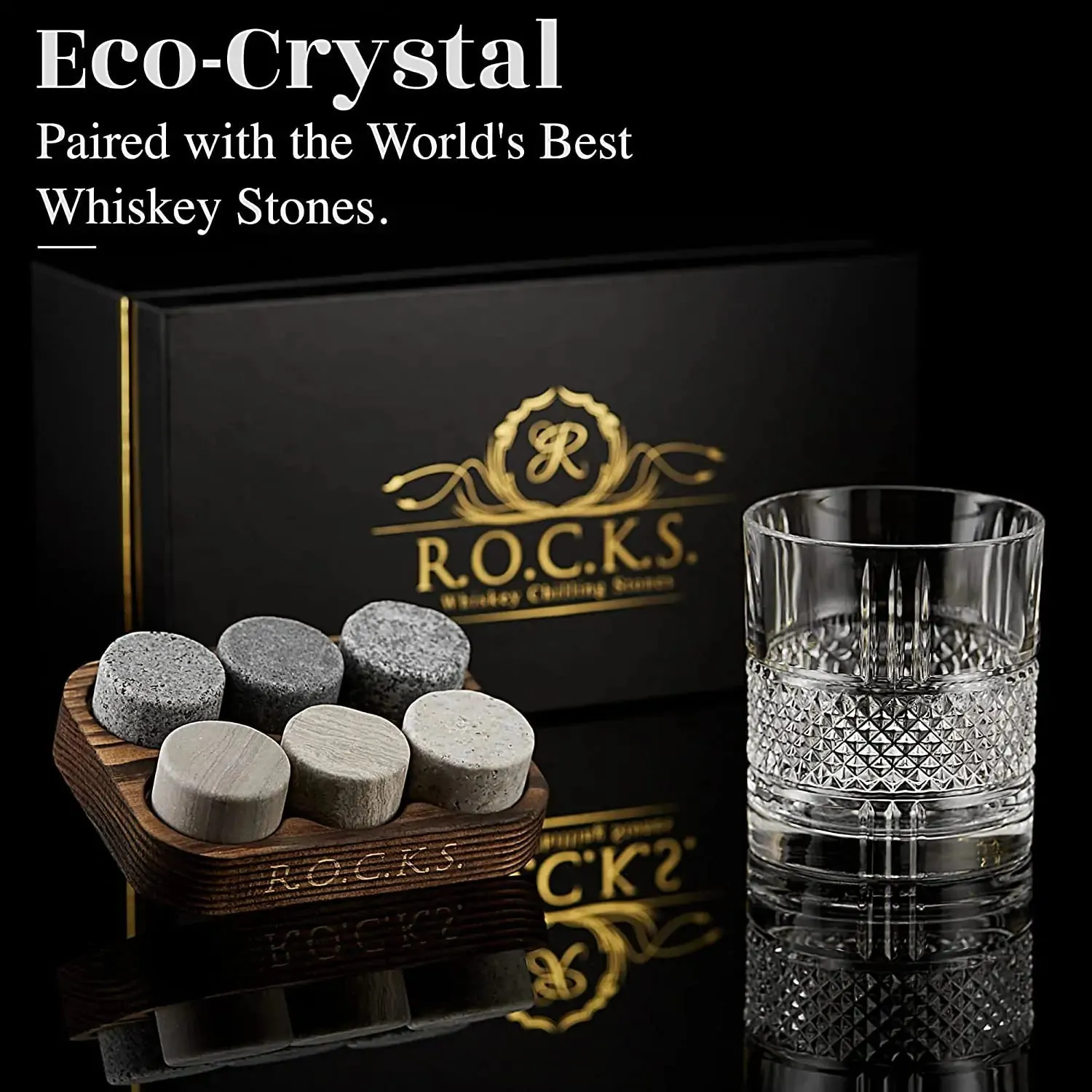 Whiskey Stones & Reserve Whiskey Crystal Glass